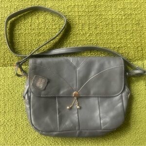 Vintage Gray Leather Purse w/ Gold Details